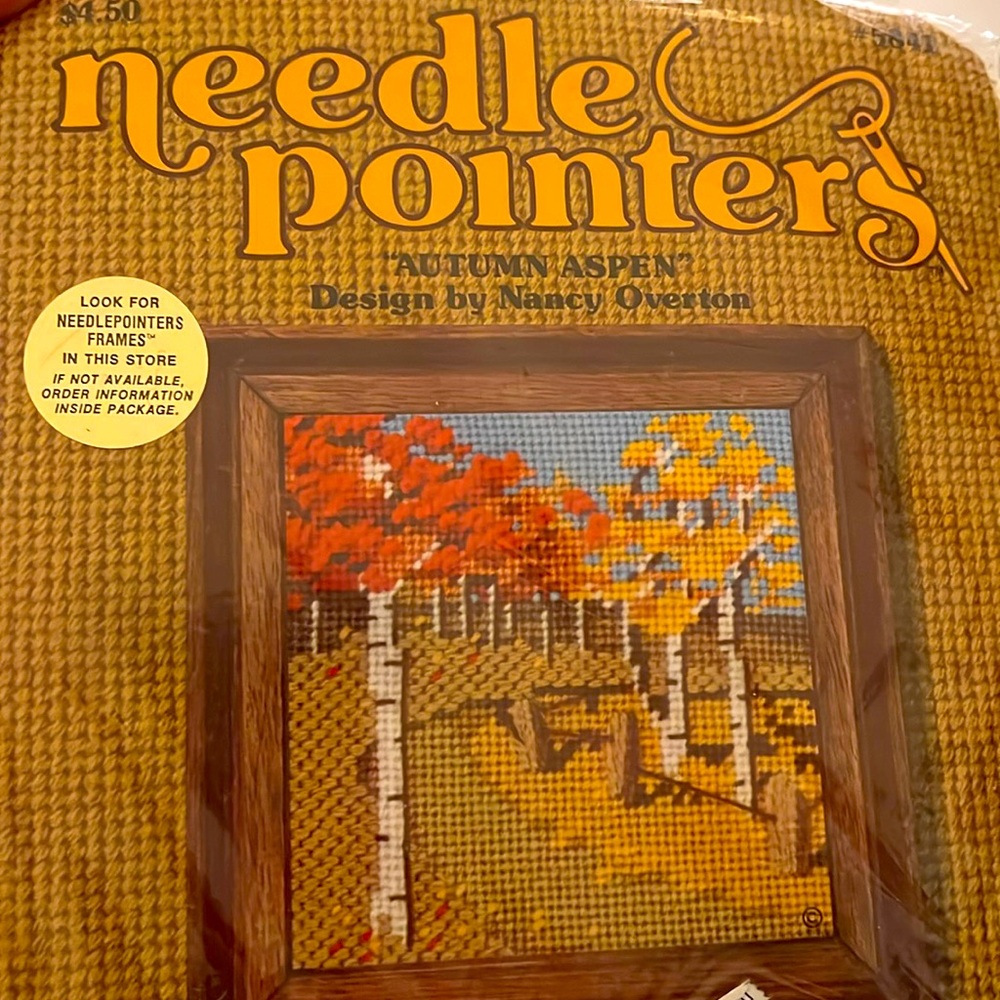 Vintage 1970s Autumn Aspen needlepoint kit